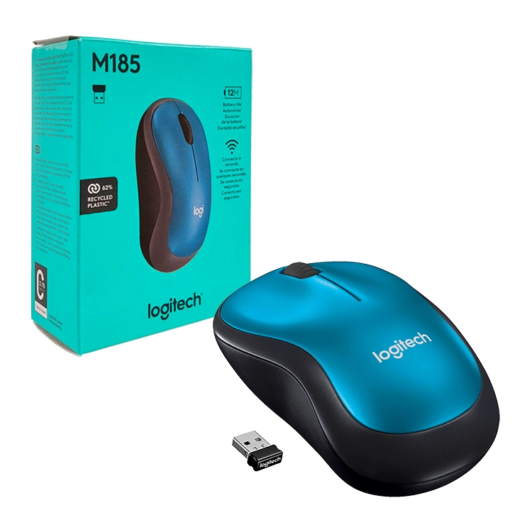 Mouse Logitech Wireless M185 Azul Art.910-3636